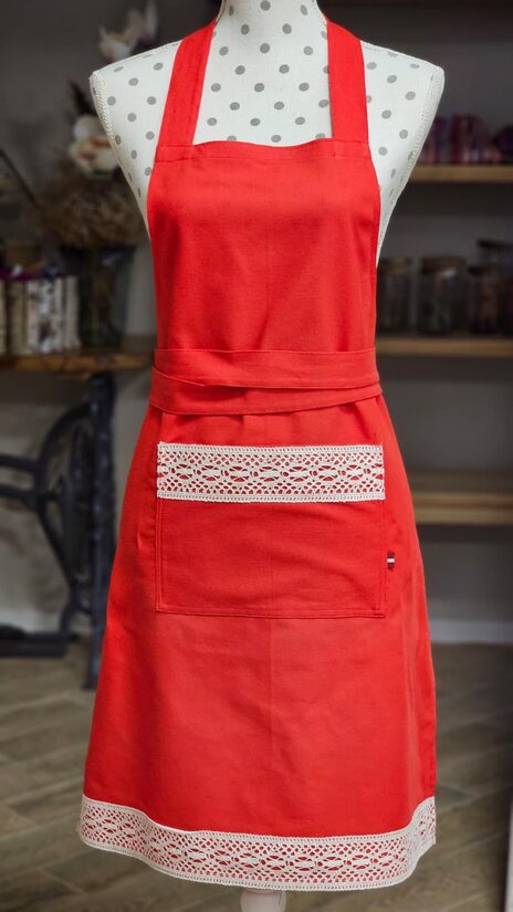 Kokvilnas priekšauts spilgti sarkans