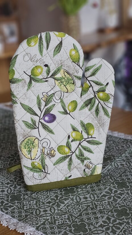 Kokvilnas virtuves cimds ar olīvu rakstu