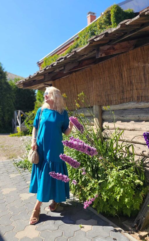 Kokvilnas kleita zila